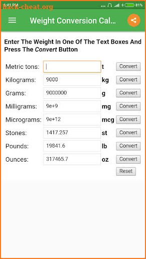 Weight Converter screenshot