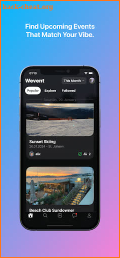 Wevent screenshot