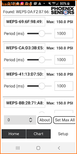 WEXS-10 Sensors screenshot