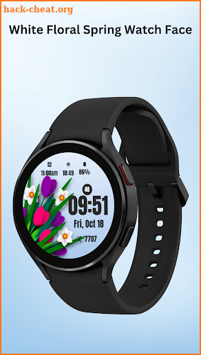 White Floral Spring Watch Face screenshot