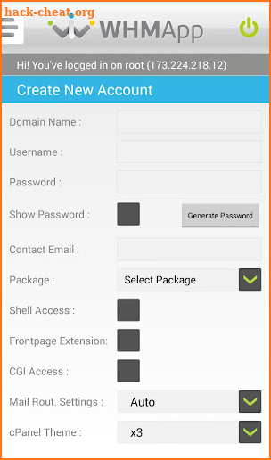 WHM App for Root & Reseller screenshot