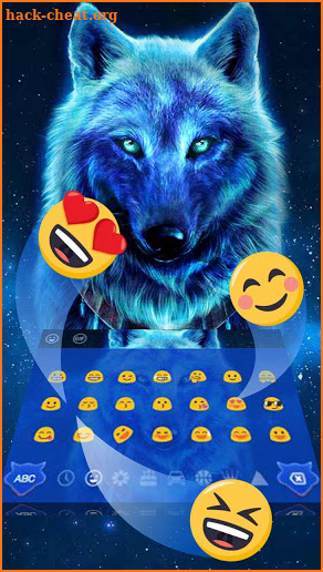 Wild Cyan Neon Wolf Keyboard Theme screenshot