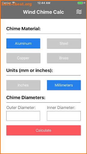 Wind Chime Calculator screenshot