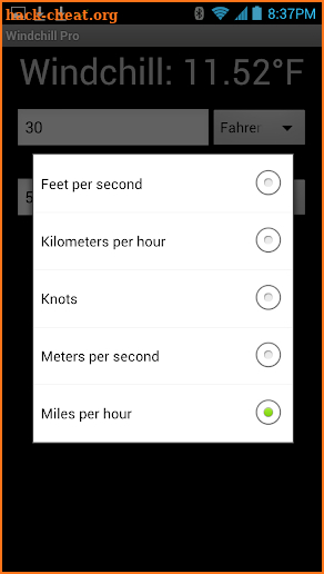 Windchill Calculator Pro screenshot