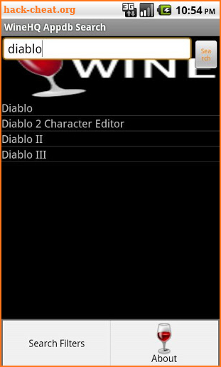 WineHQ Appdb Search screenshot