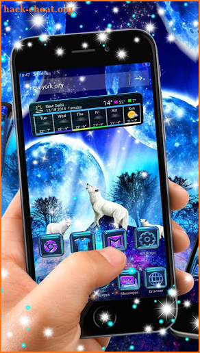 Wolf Galaxy 3D Glass Tech Theme🐺 screenshot