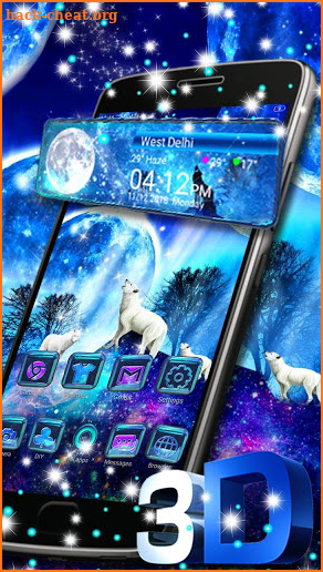 Wolf Galaxy 3D Glass Tech Theme🐺 screenshot