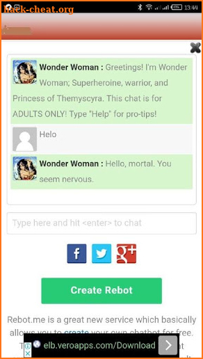 WonderWoman Chat App screenshot