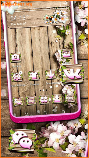 Wooden Flower Vine Launcher Theme screenshot