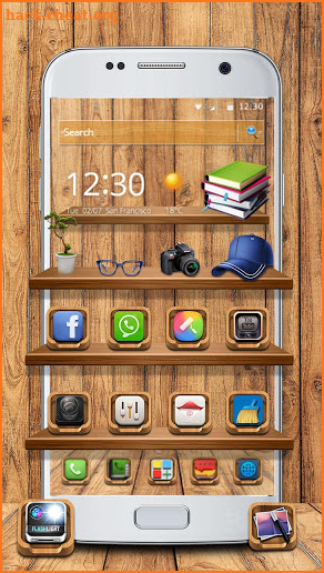 Wooden Touch Shelf Launcher Theme screenshot