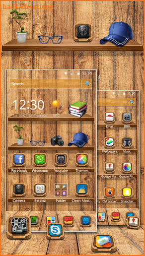 Wooden Touch Shelf Launcher Theme screenshot