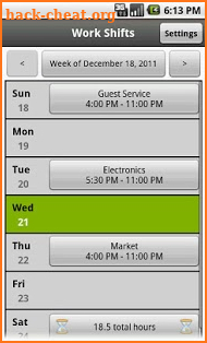 Work Shifts screenshot