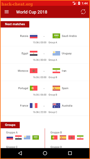 World Cup 2018 Standings and Schedule screenshot