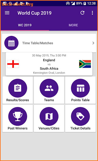 World Cup 2019 Schedule Time Table Score screenshot