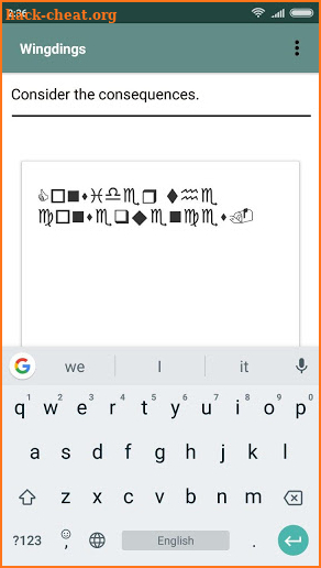 Write in Gaster Wingdings screenshot