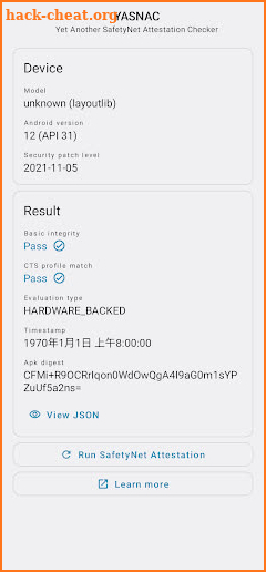 YASNAC - Yet Another SafetyNet Attestation Checker screenshot
