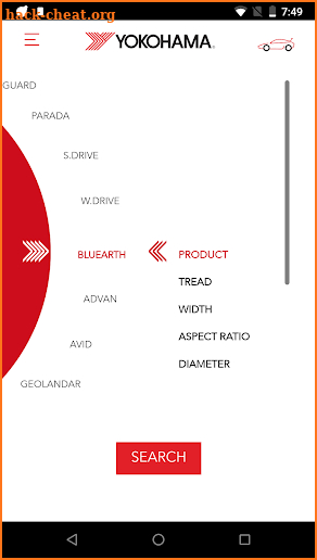 Yokohama Tire Specs screenshot