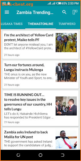 Zambia Trending News screenshot