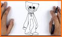 How to draw Huggy Wuggy related image